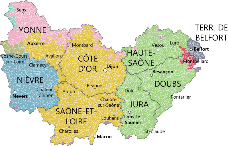 Quels sont les départements de la Bourgogne-Franche-Comté