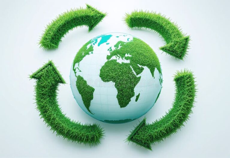 globe terrestre avec symbole de durabilite