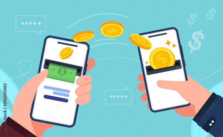 illustration dun virement bancaire en ligne