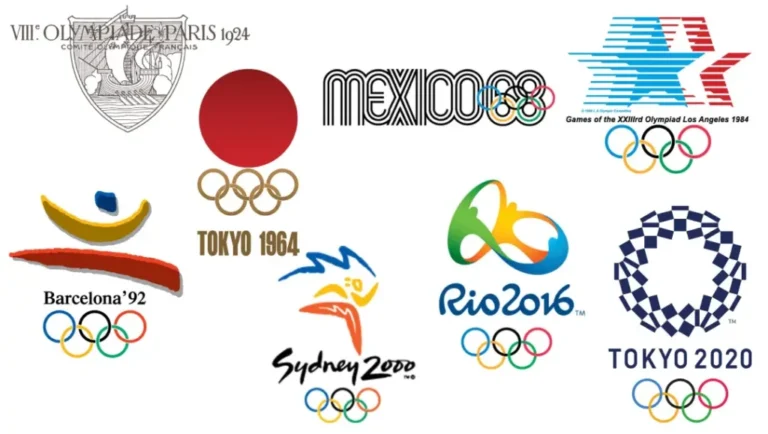 logo des jeux olympiques entoure de sponsors