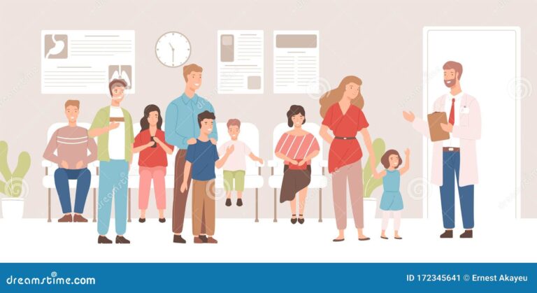 personnes heureuses dans une salle dattente medicale