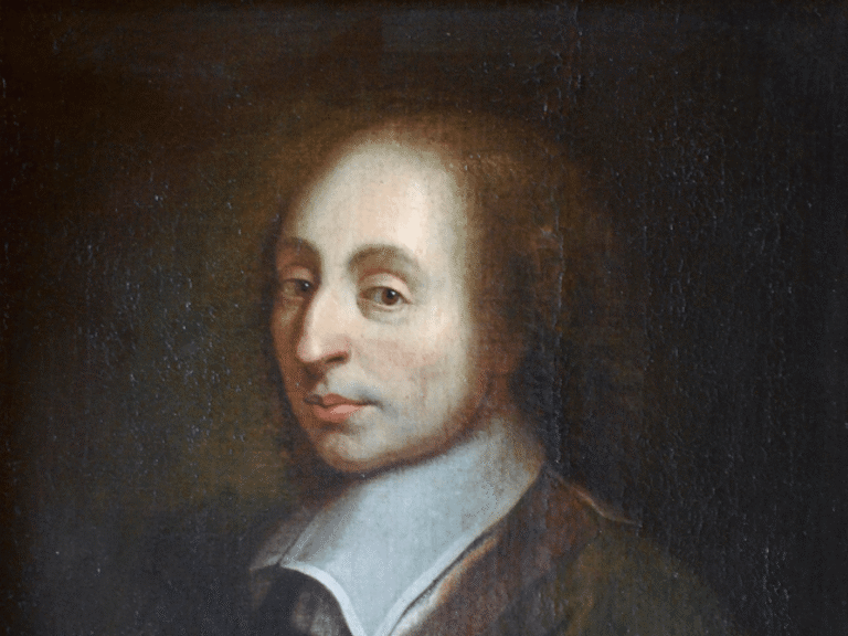 portrait de blaise pascal en arriere plan rural