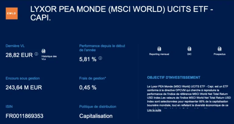 Quels sont les avantages du Lyxor PEA Monde MSCI World UCITS ETF Capi 1 quels sont les avantages du lyxor pea monde msci world ucits etf capi