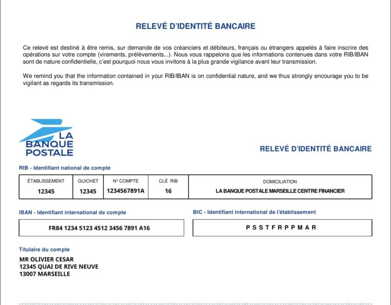 releve bancaire avec iban mis en evidence