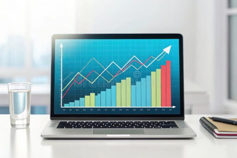 un graphique de croissance financiere avec des ordinateurs