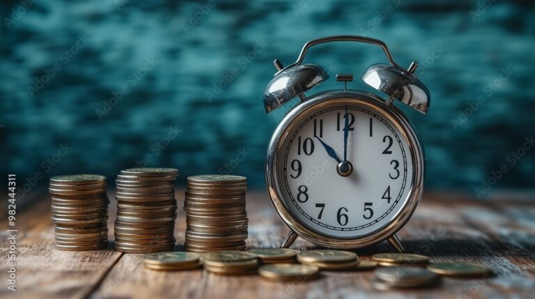 une horloge avec des pieces de monnaie