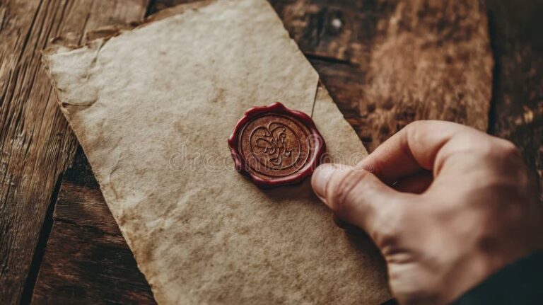 une main tenant une lettre avec un tampon