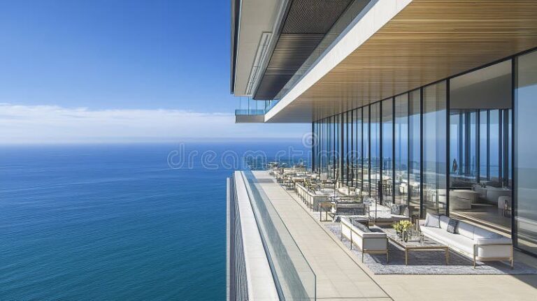 vue panoramique sur la mer depuis un balcon